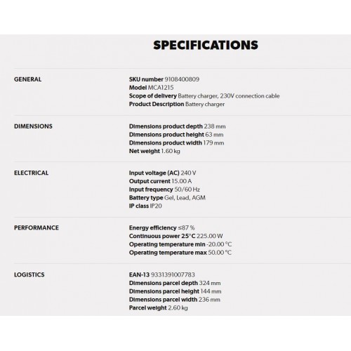 DOMETIC PERFECTCHARGE MCA1215