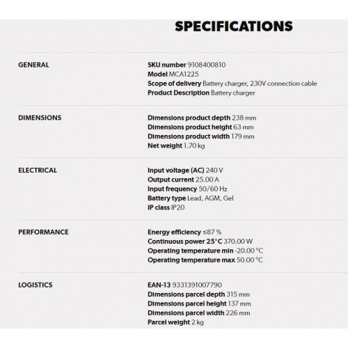 DOMETIC PERFECTCHARGE MCA1225