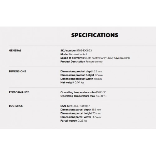 Dometic SinePower MCR-9 Remote Control