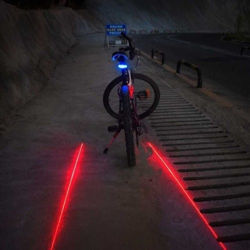 WasaFire LED Bike Taillight 7 Cool Flash Modes Safety Warning Flashlight 5 LED+2 Laser Night Mountain Cycling Rear Tail Light
