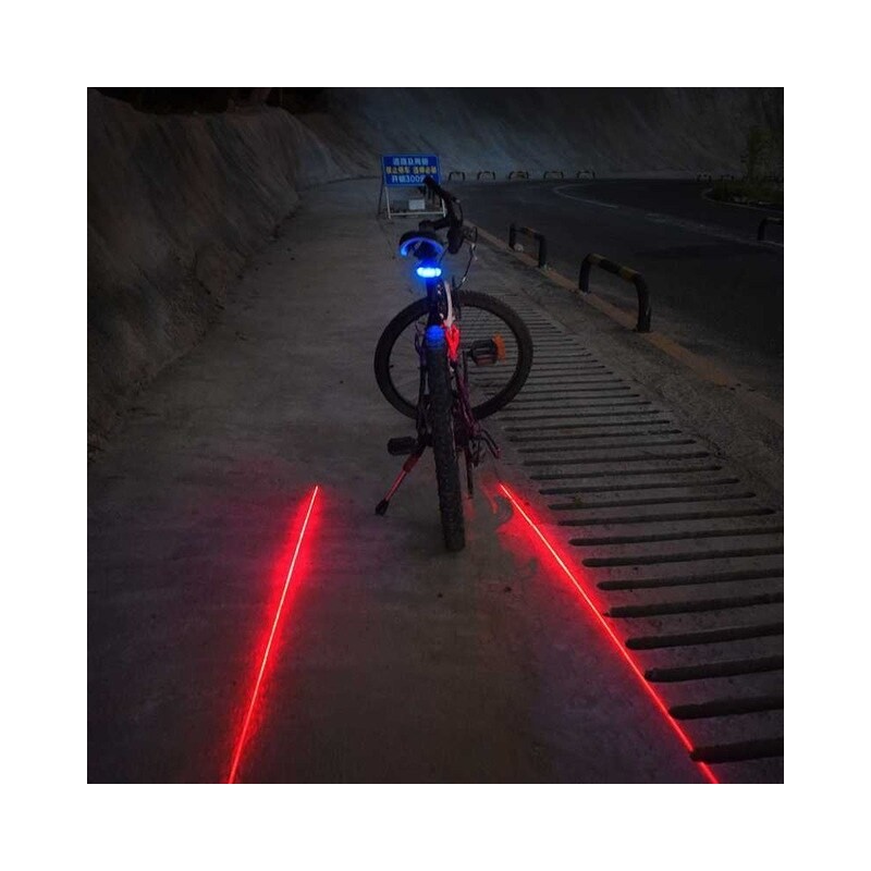 WasaFire LED Bike Taillight 7 Cool Flash Modes Safety Warning Flashlight 5 LED+2 Laser Night Mountain Cycling Rear Tail Light