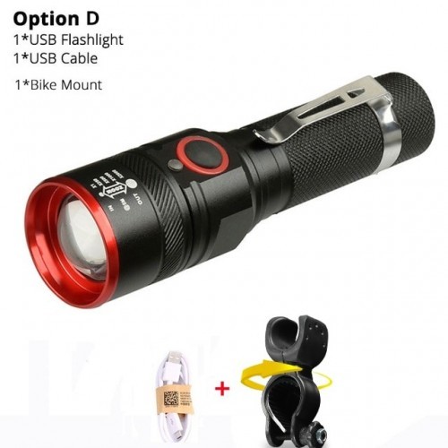 Bike Light Ultra-Bright 8000 Lumens Zoom T6 Bicycle Front LED Flashlight Lamp USB Rechargeable Cycling Light By 18650 Battery