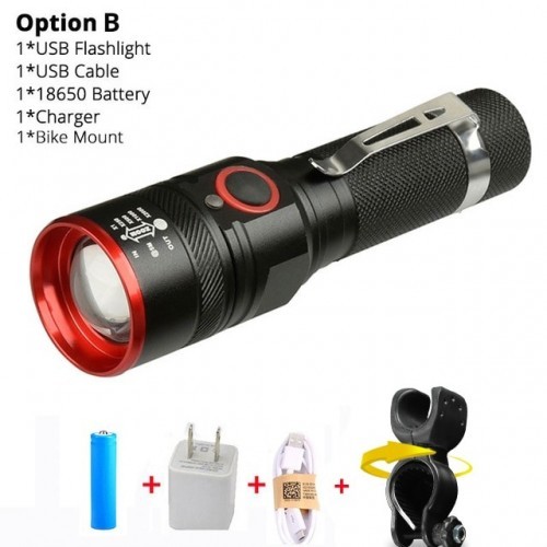 Bike Light Ultra-Bright 8000 Lumens Zoom T6 Bicycle Front LED Flashlight Lamp USB Rechargeable Cycling Light By 18650 Battery