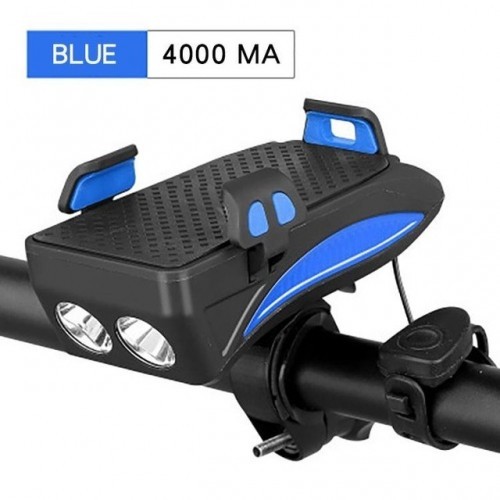 3 In 1 Bike Light USB Highlight Bicycle Phone Holder Light Cycling Horn Led Light Power Bank Mobile Phone Bracket Rechargeable