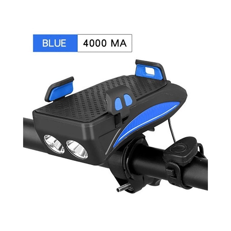 3 In 1 Bike Light USB Highlight Bicycle Phone Holder Light Cycling Horn Led Light Power Bank Mobile Phone Bracket Rechargeable