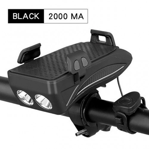3 In 1 Bike Light USB Highlight Bicycle Phone Holder Light Cycling Horn Led Light Power Bank Mobile Phone Bracket Rechargeable