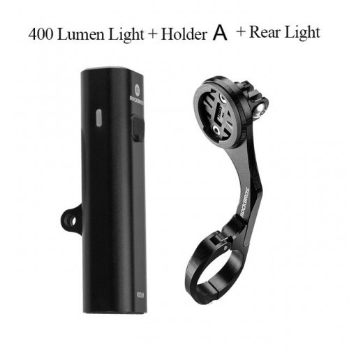 ROCKBROS 400LM Bike Light Bicycle Headlight With Mount Holder IPX4 USB Rechargeable Bike Flashlight Combo Out Front Holder