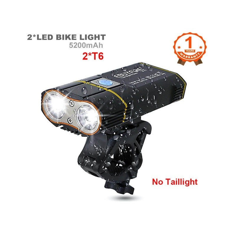 6000LM Bicycle Light 2x XML-L2 LED Bike Light With USB Rechargeable Battery Cycling Front Light +Handlebar Mount