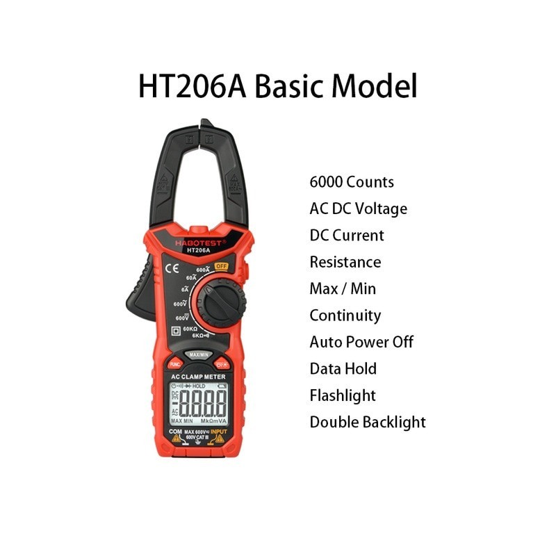 AC DC Digital Clamp Meter Multimeter True RMS High Precision Capacitance NCV Ohm Hz Tester