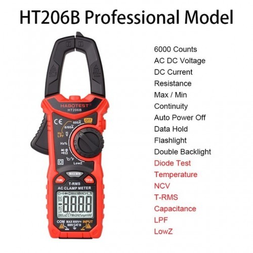 AC DC Digital Clamp Meter Multimeter True RMS High Precision Capacitance NCV Ohm Hz Tester