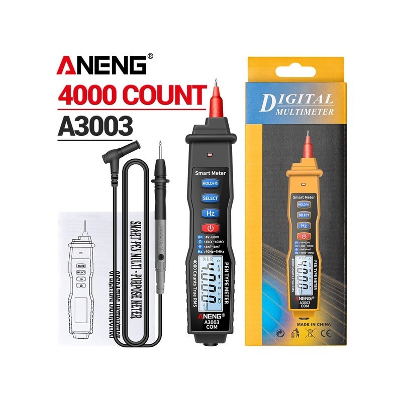 Digital Multimeter Pen Type Meter 4000 Counts with Non Contact AC/DC Voltage Resistance Capacitance Hz Tester Tool