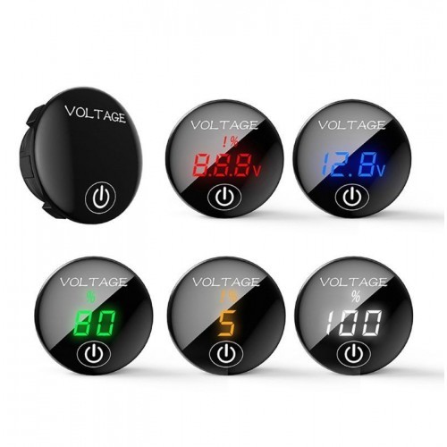 DC 5V-48V LED Panel Digital Voltage Meter Car, RV, Caravan, Motorcycle Battery Capacity Display Voltmeter with Touch ON/OFF Swit