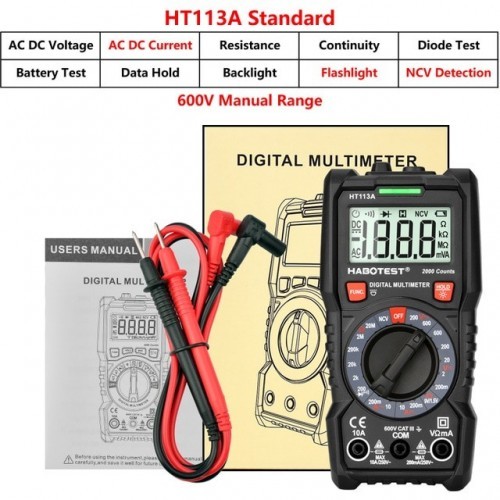 Professional Digital Multimeter Smart Auto Range 600V Mini Voltmeter Battery Tester True RMS Capacitance Amp NCV Detector