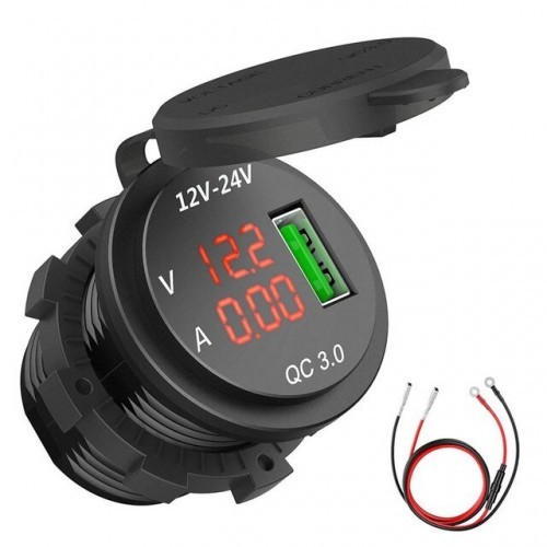 New QC 3.0 USB Charger Socket Power Outlet Digital Voltmeter Ammeter Monitoring for Car Boat Marine Rv Motorcycle292507