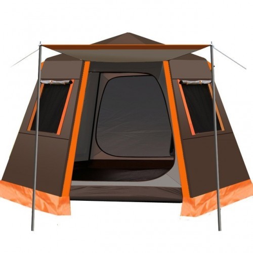 UV Hexagonal Aluminum Pole Automatic Outdoor Camping Wild Big Tent Family Travel 4-6Persons Awning Garden Pergola