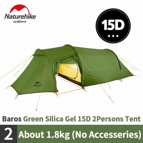Naturehike Camping Tent Opalus Tunnel 2-4 Persons 4 Seasons Tent Ultralight Waterproof 15D/20D/210T Fabric Tourist Tent With Mat