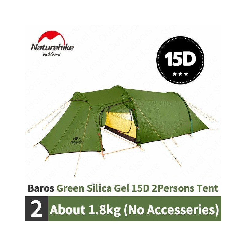 Naturehike Camping Tent Opalus Tunnel 2-4 Persons 4 Seasons Tent Ultralight Waterproof 15D/20D/210T Fabric Tourist Tent With Mat