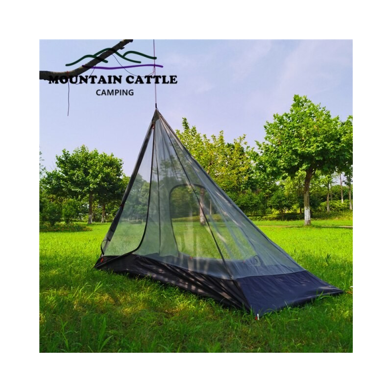 Ultralight Inside Pyramid Tent Rodless Camping Teepee Inside Tent Outdoor Portable Backpacking Summer Mesh Tent 220*85*140cm