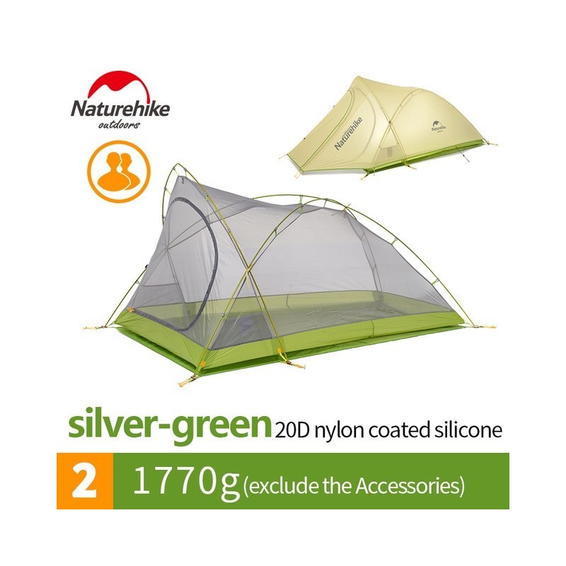 Naturehike Cirrus Ultralight Tent 2 Person 20D Nylon with Silicon Coated Camping Tent with free Mat NH17T0071-T