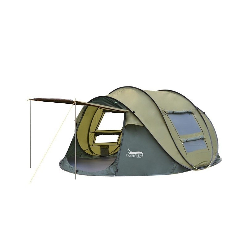 Desert&Fox Outdoor Camping Tents 3-4 Person Automatic Pop Up Instant Tent Hiking Travelling Tourist Fishing Beach Tents Awnings