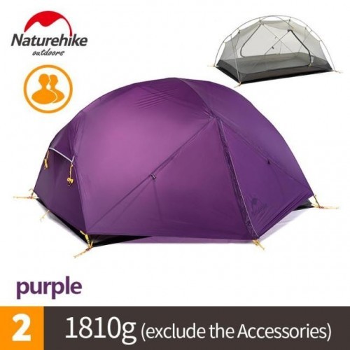 NatureHike Mongar Camping Tent 2 Persons Ultralight 20D Nylon Aluminum Alloy Pole Double Layer Outdoor Hiking Tent NH17T007-M