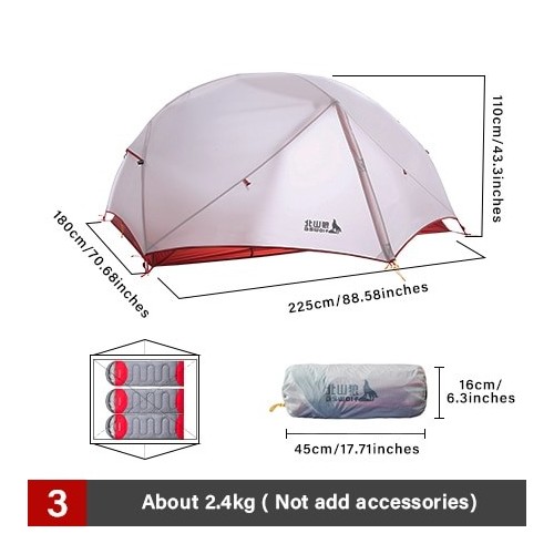 BSWolf 2 Persons Camping Tent Ultralight 20D 380T Nylon Double Layer Waterproof Backpacking Tent for Hiking Travel with free mat