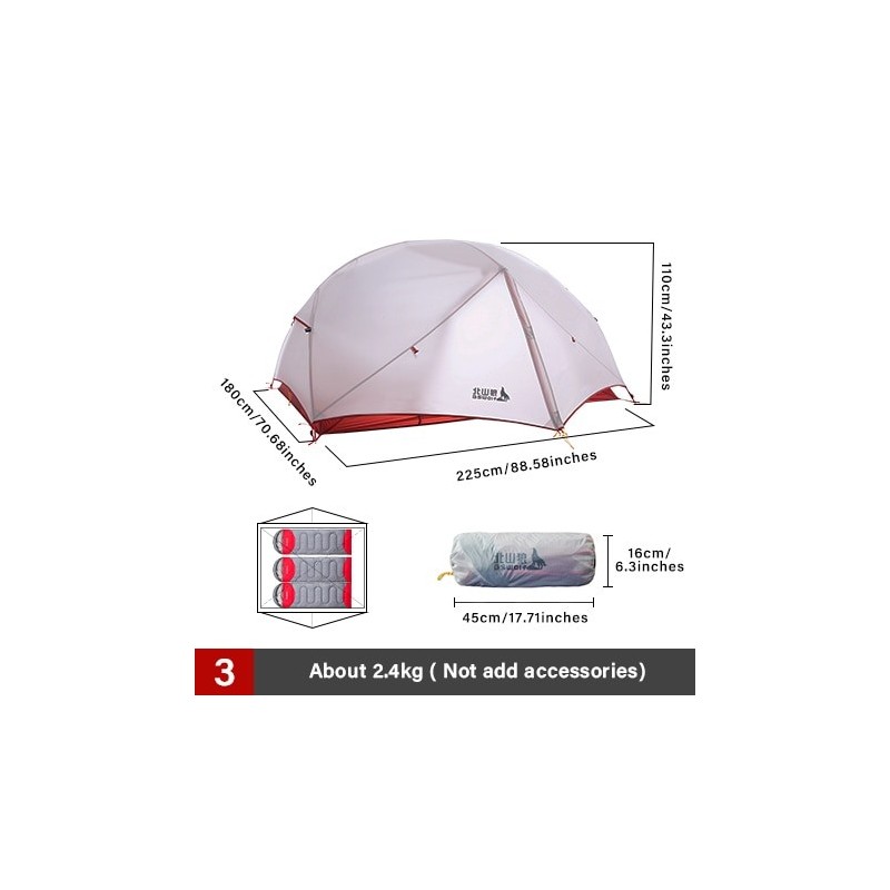BSWolf 2 Persons Camping Tent Ultralight 20D 380T Nylon Double Layer Waterproof Backpacking Tent for Hiking Travel with free mat