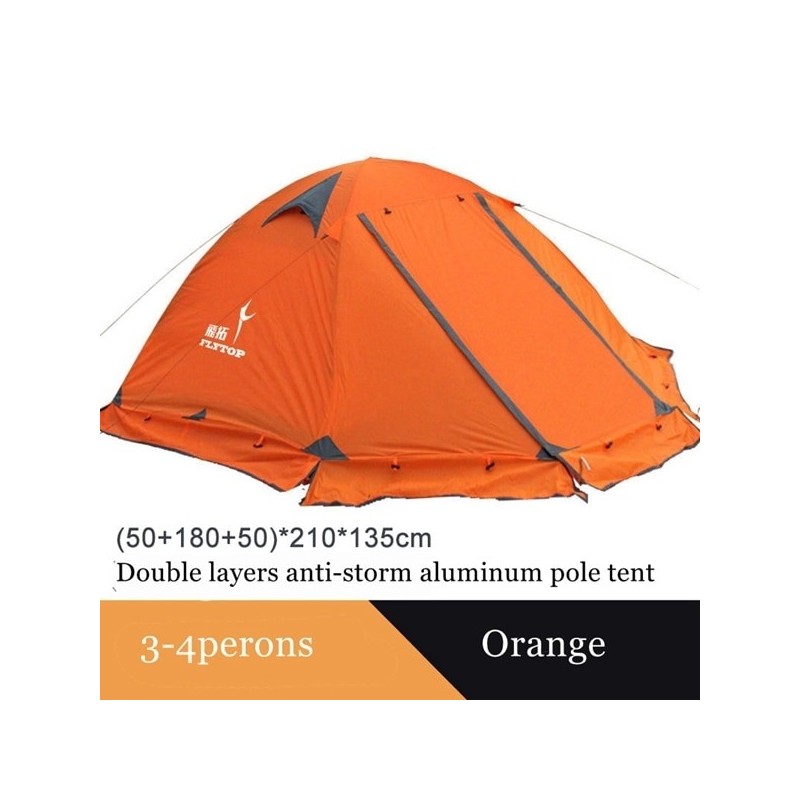 Flytop 4Seasons Camping Outdoor 2People Or 3Persons Double Layers Aluminum Pole Anti Snow Travel Family Tent With Skirt