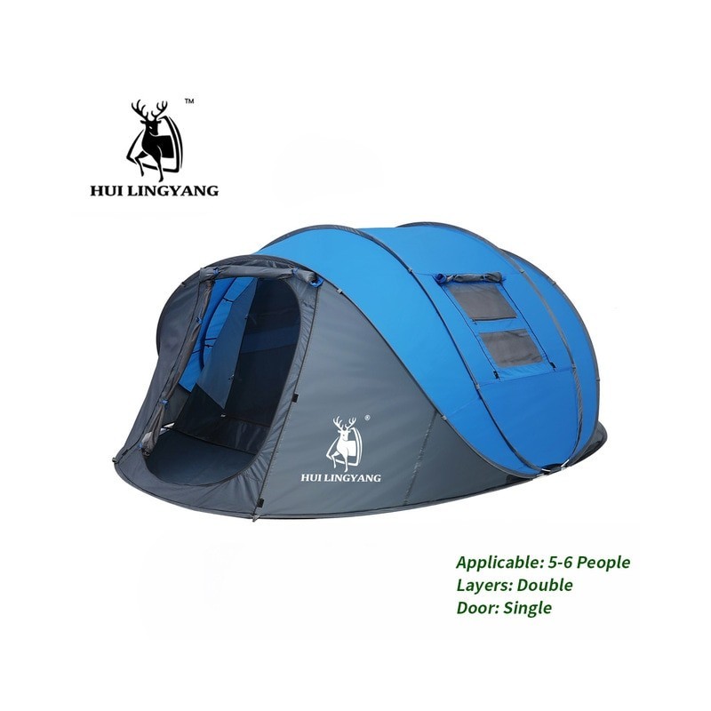 HUI LINGYANG Throw pop up tent 4-6 Person outdoor automatic tents Double Layers large family Tent waterproof camping hiking tent