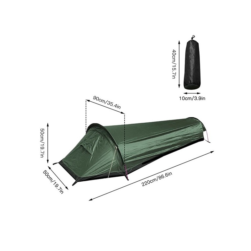 Camping ultralight tent, travel backpack single tent, army green tent 100% waterproof sleeping bag