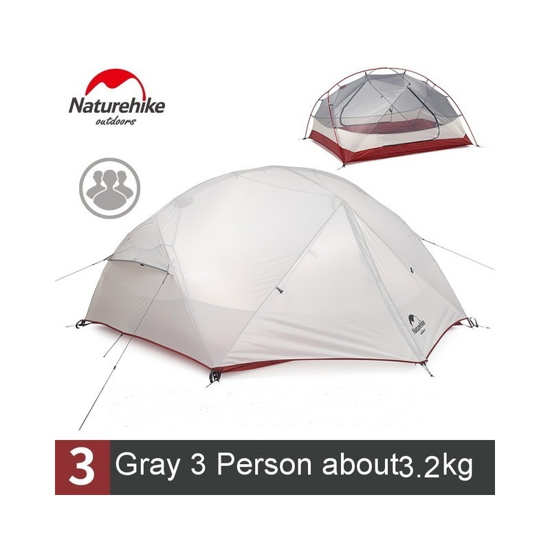Naturehike Custom Mongar 1 2 3 People Waterproof Double Layer Outdoor Tent Aluminum Rod Gray Ultralight Single Camping Tents Mat