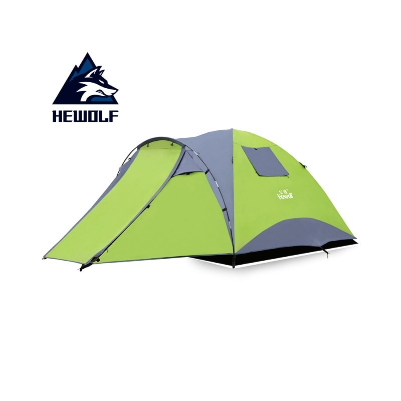 Hewolf Waterproof Tourist Tents 4 Person Outdoor Camping Double Layer One hall one bedroom 3 Seasons Hiking Camping Family Tent