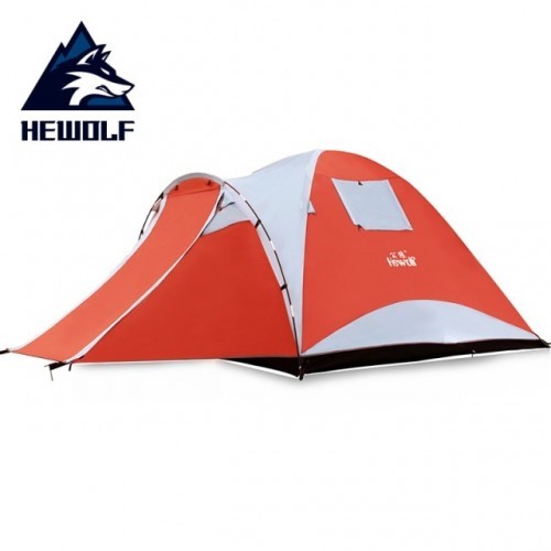 Hewolf Outdoor Camping 3~4 Person Tent Waterproof Double Layer Aluminum Rod Rainproof Large Family Tourist Tents for Hiking